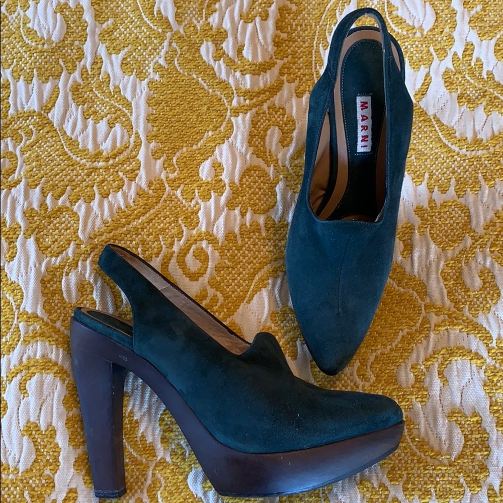 Marni green suede platforms